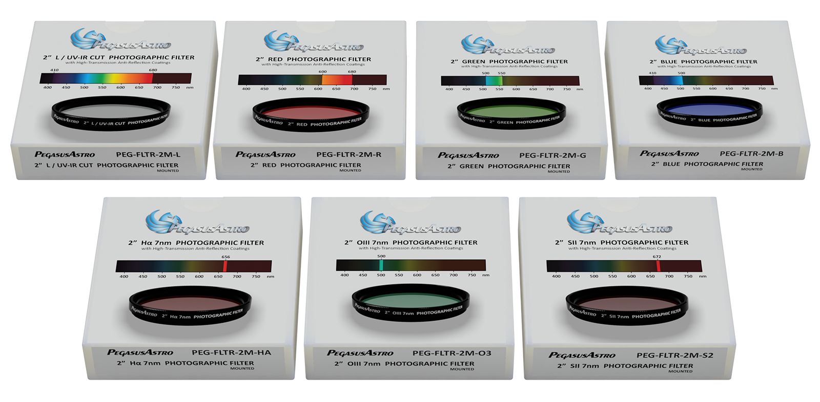 Pegasus Astro Photographic Filter - LRGB 2" Mounted Filter Set